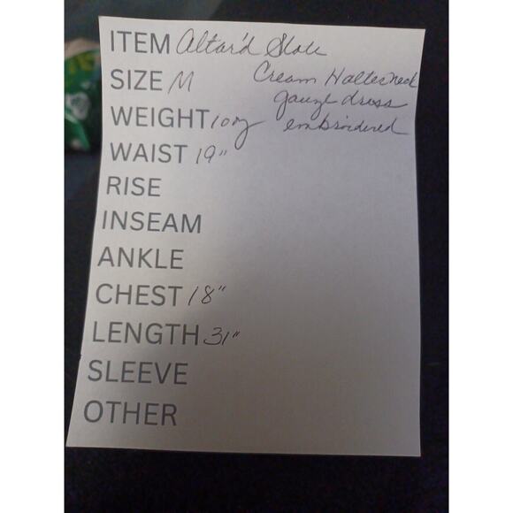 Altar'd State Dress Size M Cream Cotton Gauze Halter Neck Lined Embroidered NEW - Picture 10 of 10